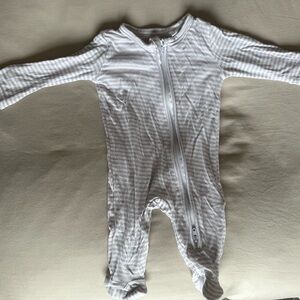 Angel Dear White and Gray Footie One Piece with Enclosed Feet